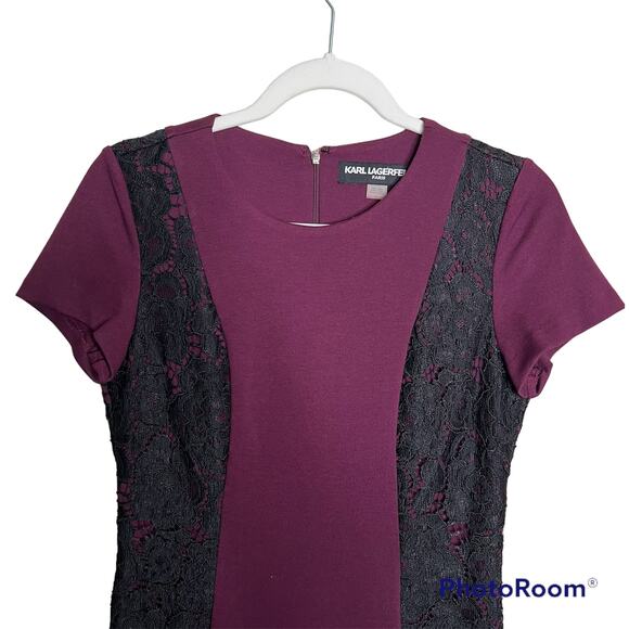 Karl Lagerfeld Paris Womans Color Block Dress With Lace Size 4 - Picture 2 of 9